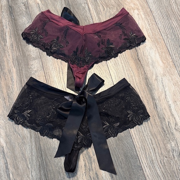 Victoria's Secret Other - Victoria's Secret Burgundy and Black Lace Panties